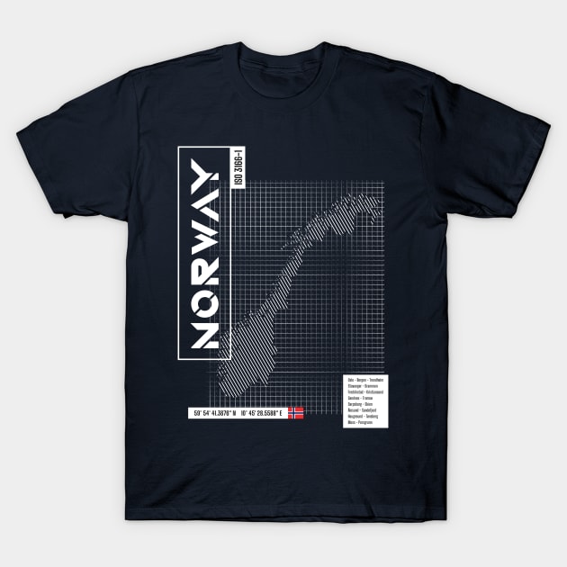 Norway Futuristic Map T-Shirt by R4Design